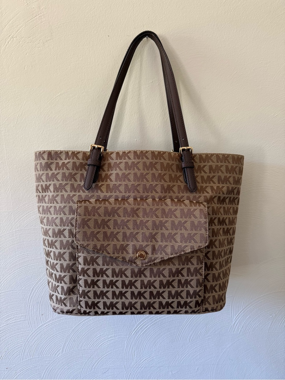 Michael Kors Tan & Brown Monogram Laptop Bag